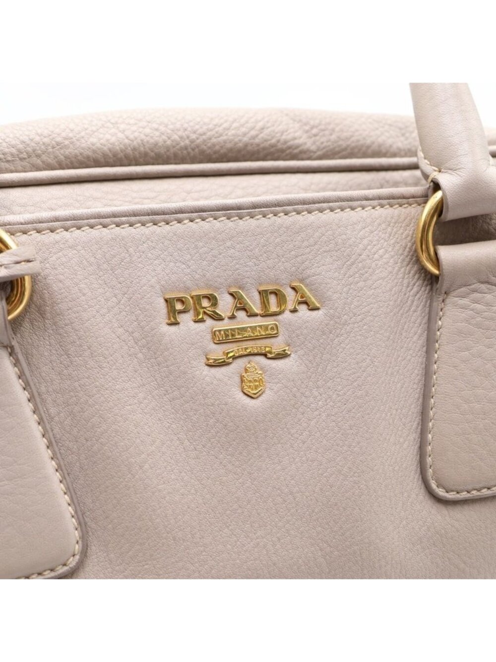 Prada Vitello Daino Handbag Gray Leather Key 2 Cadena Black - Picture 7 of 8